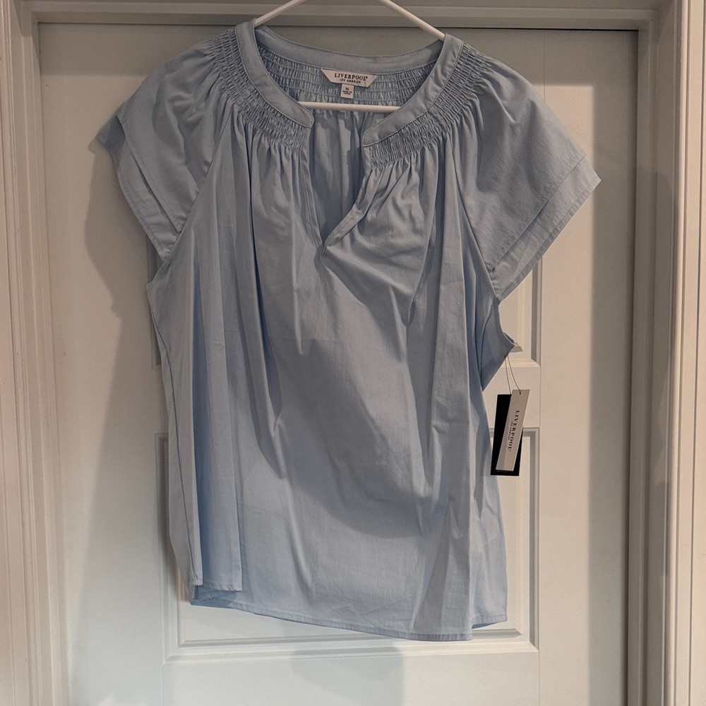 Liverpool Sky Blue Cap Sleeve Blouse